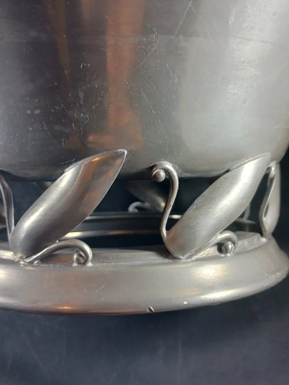 Vintage Art Nouveau Style Pewter Centerpiece Bowl Swan